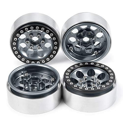 RCLIONS 4PCS Aluminum 1.9" Beadlock Wheel Rim for 1/10th Axial SCX10 TRX4 | Upgrade for SCX10-II,III,Redcat Gen7,Gen8,RC Crawler Car Parts