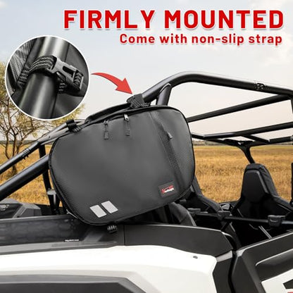 UTV Belt Bag SXS Universal Water Resistant Roll Bar Storage | Fit 1.75-2 In Rollbar; CVT Tool Organizer; Compatible with Maverick X3 Commander Defender Ranger RZR Talon Pionner All Model