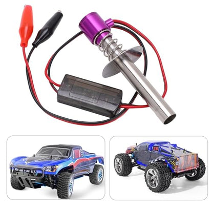 1/10 RC Electronic Glow Plug Starter Igniter 6V-24V 1/8 Nitro Engine Start Ignitor Tool Upgraded for 1:8 1:10 Scale Crawler Buggy Truck Car Boat Plane Helicopter HSP Traxxas Kyosho (Purple) - color: Purple