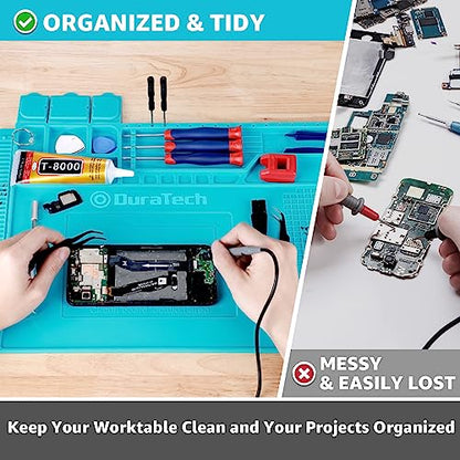 Heat Insulation Silicone Repair Mat | Heat Resistant 932°F, Tools and Parts Organizer, Magnetic Work Pad for Watch, Phone, Ipad, Laptop Repair, Soldering Iron