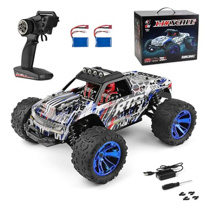 GoolRC WLtoys 144018 RC Truck, 1/14 Scale Remote Control Car, 4WD 35KM/H High Speed RC Car, 2.4GHz All Terrains Off Road Rock Crawler Truck with 2 Batteries for Adults