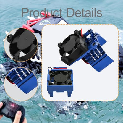 1/10 RC Car ESC Cooling Fan and Motor Fan Set Aluminum Alloy Replacement Professional Accessories RC Car Parts for Rustler, Blue