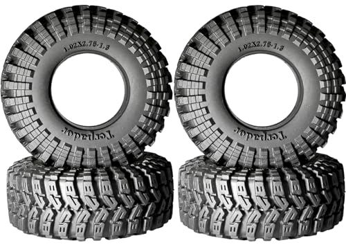 1.3” All Terrain RC Tires 70 * 28mm for TRX4M SCX24 Micro Crawlers (4-Pack) | High-grip Soft Sticky Rubber Tyres (Foam Insert) for Mud/Rock Climbing Fit 1/18 TRX4M High Trail & 1/24 AX24 FCX24 RC Trucks