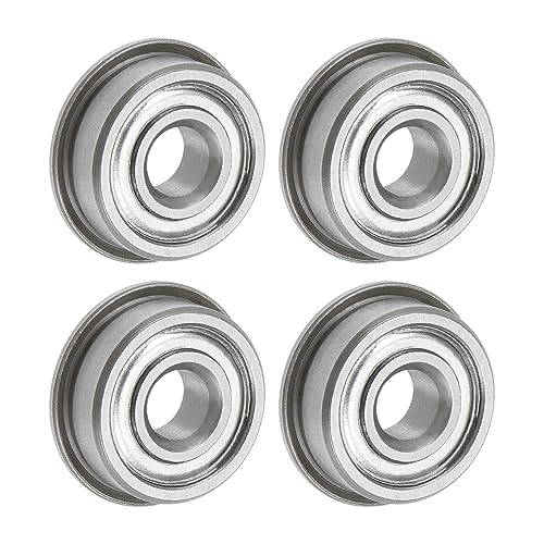 uxcell F605ZZ Flanged Ball Bearing 5x14x5mm Double Shielded Chrome Steel Flange Bearings, 4pcs - size: 5x14x5mm