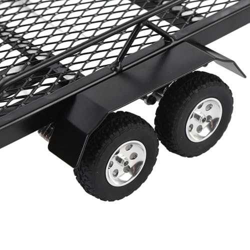 Flatbed Truck Toy, Dual Axle Heavy Duty RC Trailer, Metal Toy Trailer with Ramp and Hook for RC Crawler, Car, Farm Toys