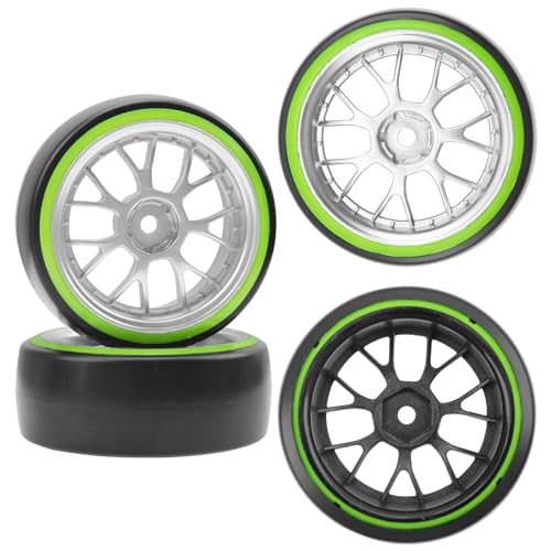 Hard Plastic Wheel Rims & Plastic Tires 12mm Hex Y-Shape Compatible with Traxxas HSP Tamiya Kyosho Himoto WLtoys Redcat 1/10 RC Drift Car