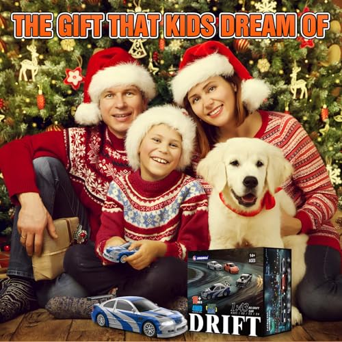RC Drift car, 1/43 Mini Rc Drift car with Gyroscope, 2.4GHz Full Proportional Remote control Cars, 4WD High Speed Racing with Lights, Racing Tires, Model Cars Gift for Adults, Kids, Boys, Girls - color: Blue