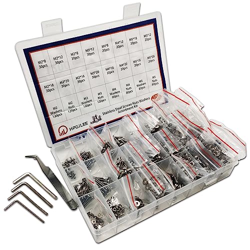 1200 PCS Nuts and Bolts Assortment Kit, Metric M2 M3 M4 M5 Machine Screws, Stainless Steel 304 Hex Socket Head Cap Bolts and Nuts Kit.