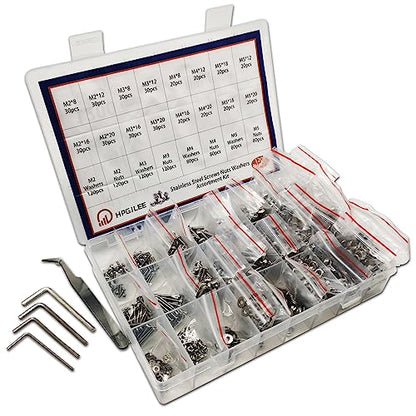1200 PCS Nuts and Bolts Assortment Kit, Metric M2 M3 M4 M5 Machine Screws, Stainless Steel 304 Hex Socket Head Cap Bolts and Nuts Kit.