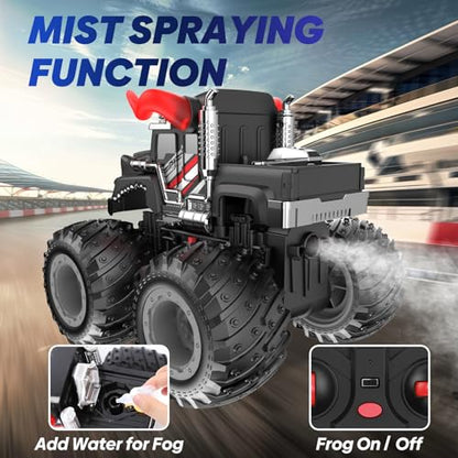 BAODLON Remote Control Monster Car, 2.4GHz RC Bull Monster Truck Toys for 3 4 5 6 7 8 Years Old Boys Kid, All Terrain RC Truck Off Road with Spray, Light, Rechargeable Battery, Christmas Birthday Gift - style: Bull
