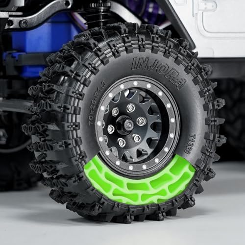 INJORA 1.3 Silicone Rubber Inserts and Cling On Tires for SCX24 TRX4M AX24 1/18 1/24 Micro Crawler Upgrade(Green) - color: Green