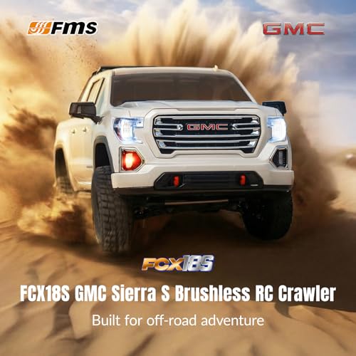 BEEZRC FMS 1/18 FCX18S Sierra S Brushless RC Crawler, Officially Authorized, RTR Off-Road 4x4 with LED Lights mini RC Truck, Two-Speed Switch, Remote Control Car for Adults