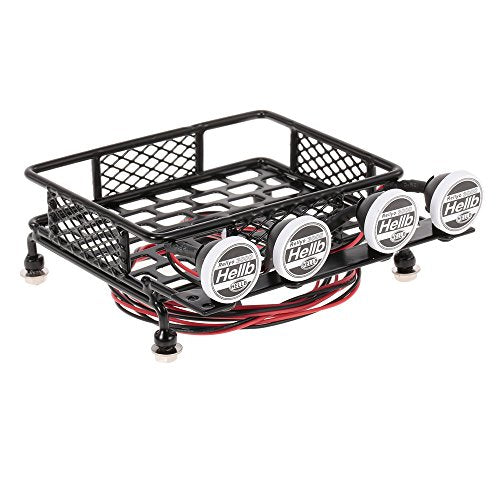 mewmewcat Roof Rack Luggage Carrier with Light Bar for 1/10 RC Crawler Axial SCX10 D90 110 TRAX4 HSP RC Car Parts