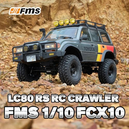 FMS 1/10 LC80 RC Crawler, FCX10 Toyota RC Rock Crawler with Lighting, Hobby Grade Offroad RC Car for Adults, RS Need to Complete (Grey) - color: Grey