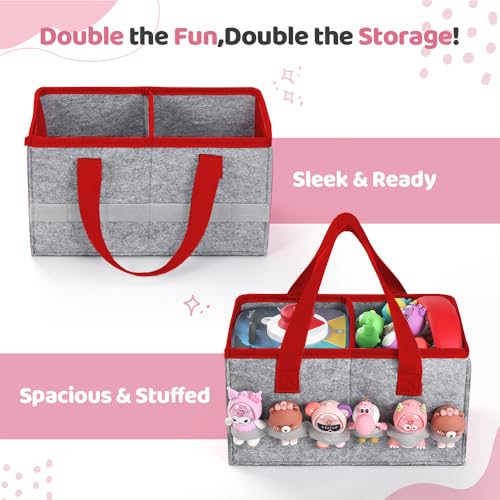 PISOSN Carrying Case for Toniebox Starter Set and Tonies Figurines, Travel Felt Cloth Musical Toy Folding Bag for Toniebox 2 & Accessories (Red) - color: Red