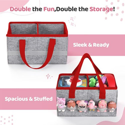 PISOSN Carrying Case for Toniebox Starter Set and Tonies Figurines, Travel Felt Cloth Musical Toy Folding Bag for Toniebox 2 & Accessories (Red) - color: Red