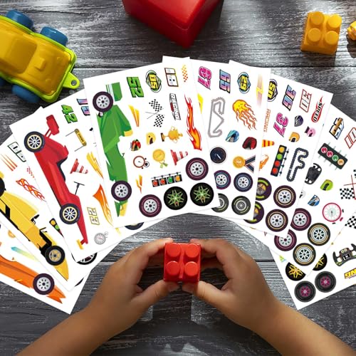 Car Stickers for Kids, DIY Race Car Sticker, Make Your Own Stickers | 24 Sheets, DIY Art Crafts Supplies, Race Party Favors, Birthday Party Decorations - style: Race Car