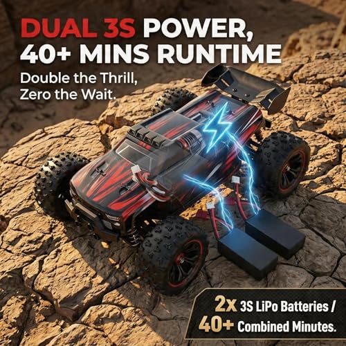 1/14 Brushless RC Truck with 35MPH+,2X 3S LiPo 4WD Hobby RC Car for Beginner