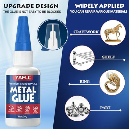 Metal Glue, Liquid Super Glue for Metal 40g | Thick CA Glues for Stainless Steel Aluminum DIY Crafts and Repairs,Fast Drying Permanent Professional Cyanoacrylate Adhesives - style: Metal Glue