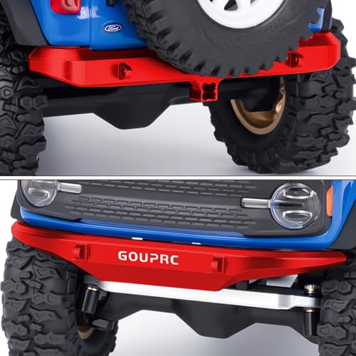 GOUPRC Aluminum Alloy RC Front & Rear Bumper for Axial SCX30 Bronco C10 1/30 RC Crawler Car Upgrade Replacement Parts - color: Red