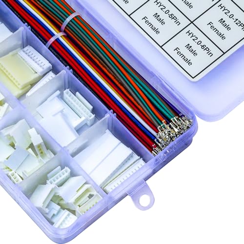 JST Connector Kit 2.0mm Pitch JST-HY 2.0 Male Female Connector with Premium 22AWG Pre-Crimped Cable,HY 2.0mm with Lock Connector 2/3/4/5/6/7/8/9/10/12 Pin Male Female Housing (HY-MF-Kit) - size: JST-2.0MM-HY Male Female