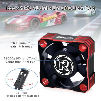 30mm Motor Cooling Fan,28000RPM ESC Cooling Fan,HeatSink for 1/8 1/10 1/12 Scale Car 540 550 Brushless Motor (Red) - color: red