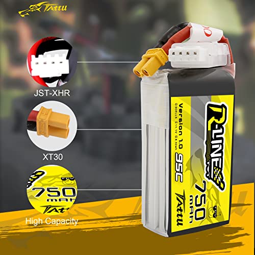 TATTU R-Line 3S Lipo Battery Pack 750mAh 11.1V 95C with XT30 Plug for FPV Racing Quadcopter from Size 100 to 180