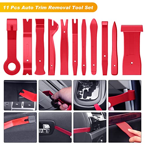 GOOACC 102Pcs Auto Trim Removal Tool and Push Pin Retainer Clip Set Red | Fastener Terminal Remover Tool Adhesive Cable Clips Panel Remover Kit Car Panel Radio Removal Auto Clip Pliers - color: 42Pcs Remover + 60Pcs Clips, size: Clips+Remover