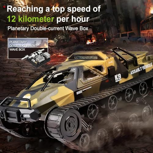 1:12 RC Tank Remote Control Tank Off-Road RC Truck 4WD RC Crawler 360°Rotating Drifting Car with 2 Batteries - color: Yellow, size: 1:12