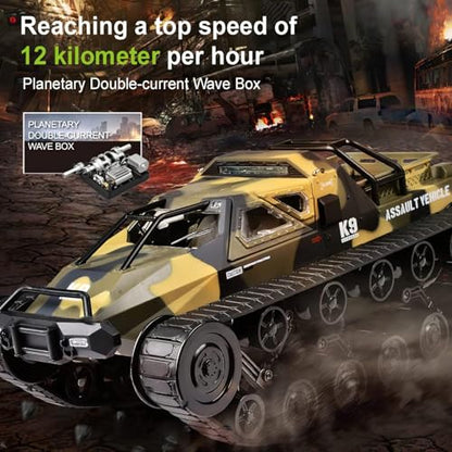 1:12 RC Tank Remote Control Tank Off-Road RC Truck 4WD RC Crawler 360°Rotating Drifting Car with 2 Batteries - color: Yellow, size: 1:12