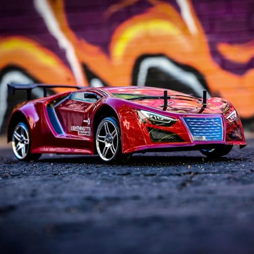 Redcat Racing Lightning EPX RC Drift Car 1/10 Scale 4WD with 2.4GHz Radio, 19T Brushed Motor, Tunable Suspension, Remote Control Car with Battery and Charger - Metallic Red