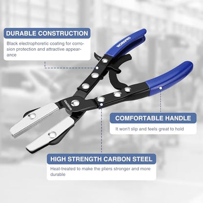 WORKPRO 10" Ratcheting Hose Pinch Off Pliers, Locking Hose Pinch Pliers | for Automotive Hose Lines, Radiator Lines, Fuel Lines, Coolant Lines - color: Blue