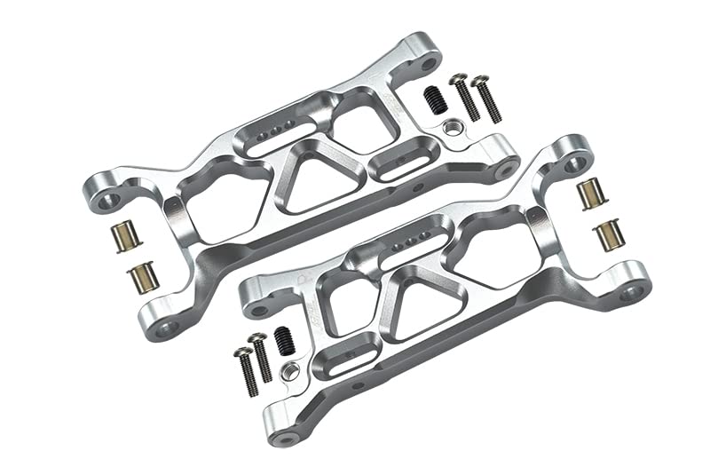 GPM For Losi 1:10 Lasernut U4 Tenacity LOS03028 / Tenacity DB Pro LOS03027V2 Upgrade Parts Aluminum Front Lower Arms - 12Pc Set Silver