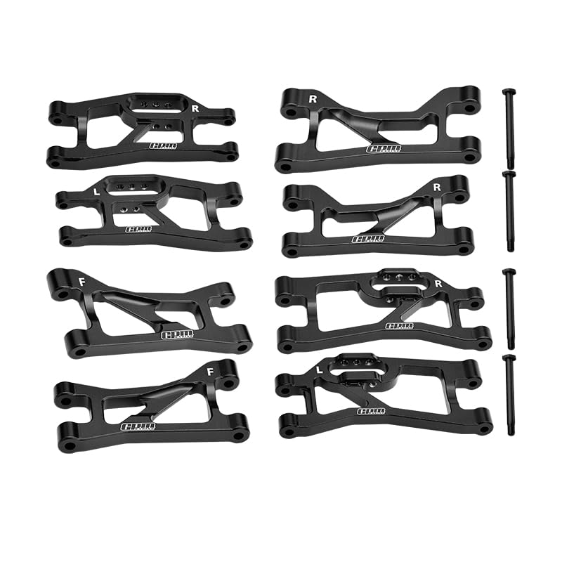 GPM 7075 Alloy Front Upper & Lower + Rear Upper & Lower Suspension Arms for Mini Maxx Monster Truck-107154-1 (Black) - color: Black