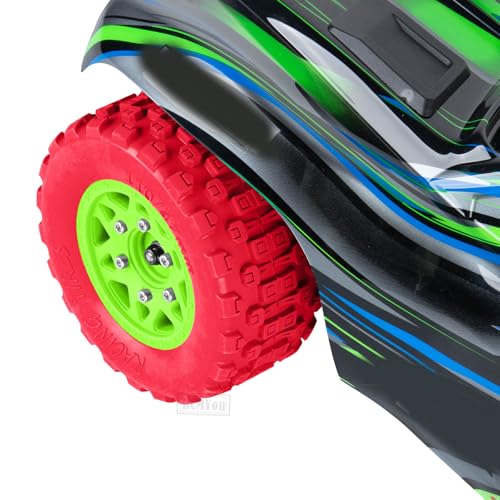 RC F/R Wheels and Tires Set w/Detachable Replace Running on Off-Road Tire RC Wheel Hex for 1/10 Slash 4WD 4×4 2WD/Arrm a Senton/Axia1/Rc 4wd/Redca t,12mm/14mm/17mm Hex,Green-Red（4PCS - color: Green-red(rc Wheels Tires)