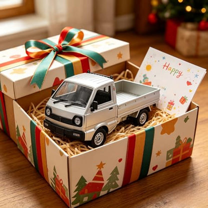 Kei Truck, 2.4Ghz RTR Off-Road Vehicle, Remote Control Retro Pickup Truck with Lights, 1:10 RC Crawler Car Silver