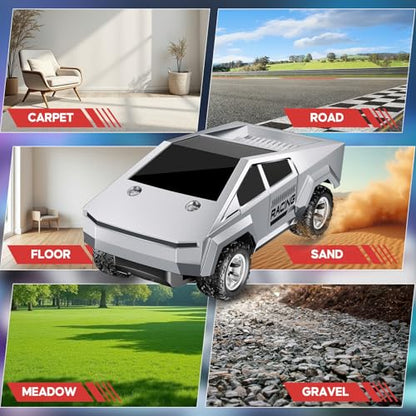 1:24 RC Car Toys, All Terrain High Speed 2WD RC Truck with Light and Loadspace, 2.4GHz Off-Road Vehicles Remote Control Car, Electric Vehicle Toys Gift for Boys Girls Age 3+ - color: Silver