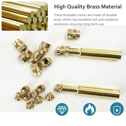 QSJ 170Pcs Threaded Inserts Set Brass Heat Set Insert M3 M4 Insert Nut with Soldering Iron Tip for 3D Printed Plastic Materials - size: (170pcs) M3, M4