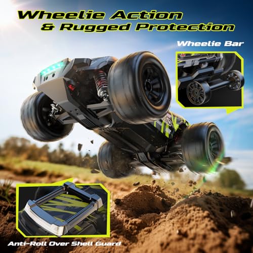 DEERC 1611 1/14 Fast Brushless RC Car for Adults,4x4 Remote Control Truck | High Speed Off-Road RC Truck,Waterproof Monster Truggy, All Terrain RC Drift Car for Boys 8-12,2 Batteries,3S Lipo Compatibl - style: 1/14 Yellow