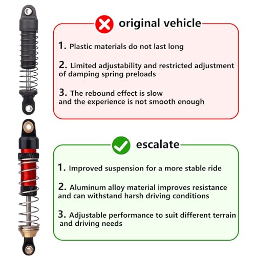 59mm Shocks Aluminum Shock Absorber for TRX4M TRX4MT 1/18 RC Crawler Threaded Oil Damper (Red) - color: Red