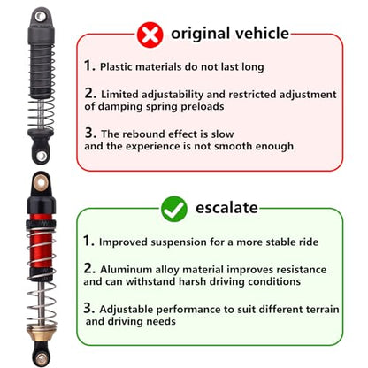 59mm Shocks Aluminum Shock Absorber for TRX4M TRX4MT 1/18 RC Crawler Threaded Oil Damper (Red) - color: Red