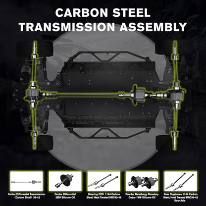 RIAARIO 1/10 Brushless RC Car, RTR, 40+ MPH, 4WD, Carbon Fiber, Ages 14+ | 3652-3300KV Brushless Motor, Gyro, Waterproof, 80A ESC, 3S Lipo, 11KG High-Torque Servo, 1.2MM PC Body Shell, Metal Chassis - color: Rtr