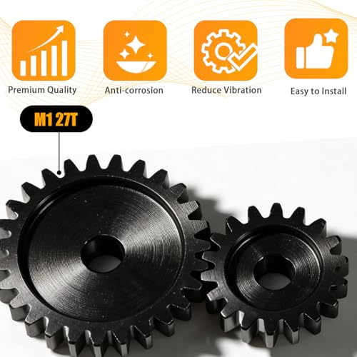 M1 Gear 27T 5mm Bore 3-Pack – High-Precision Hardened Steel Motor Pinion Gear for 1/8 1/10 RC Crawler, Monster Truck, Short Course Truck & Boat (Compatible with Traxxas Axial, FMS, HSP Redcat Losi) - style: M1 3Pcs 27T