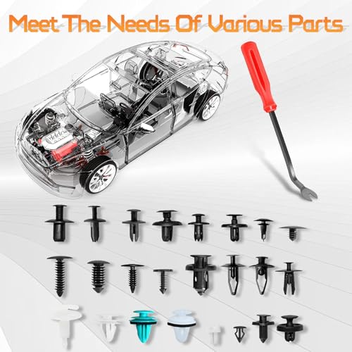 OTUAYAUTO 801PCS Car Retainer Clips Kit, 24 Sizes Fender Bumper Rivet Clips | Door Panel Trim Push Pin Rivets Kit with Fastener Remover for Ford GM Toyota Honda Chrysler Nissan Subaru Mazda - size: Universal (801 pieces)