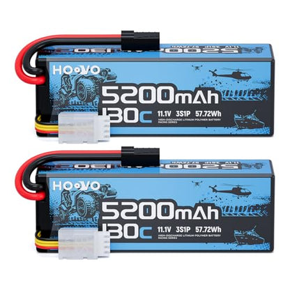 HOOVO 3S Lipo Battery,5200mAh 130C 11.1V Lipo Batteries Pack TR Plug 2 Pack | Hardcase RC Battery for RC Car,Boat,Truck,Truggy Racing Hobby FPV Racing Model