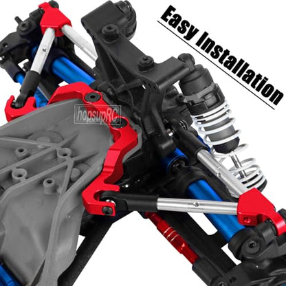 7075 Aluminum C Hub Front Tie Rods with Stabilizer Upgrade Parts for 1/10 Slash 4X4 4WD LCG.Red - color: Red(for 1/10)