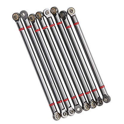 8Pcs Aluminum Alloy Chassis Link Rod for 1/10 Scale SCX10, 313mm Wheelbase, Remote Control Crawler Car, Superior Material Upgrade, Compatible with 4-Link Front and Rear Axle