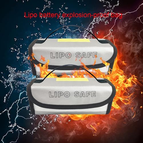 2PCS 185x60x75mm Lipo Safe Bag Fireproof Explosionproof Bag Safe Accessories for Hobby Remote & App Controlled Vehicle Lipo Batteries Storage and Charging, bag185