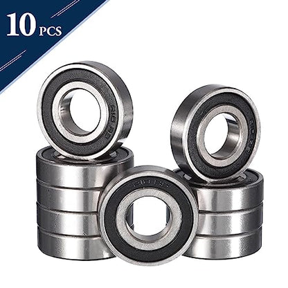 R10-2RS Deep Groove Ball Bearings, ID 5/8" x OD 1-3/8" x Width 11/32" Double Rubber Sealed Ball Bearing Pre-Lubricated Chrome Steel Z2 Lever 10pcs - size: R10-2RS 5/8"x1-3/8"x11/32"