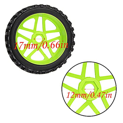17mm Hub 4.52''OD Rubber Tires & Plastic Wheel Rim with Foam Compatible with 1/8 Scale Arrma Python HSP Redcat Kyosho ExceedRC Traxxas Losi HPI XTR Badlands Off-Road RC Buggy (Green)